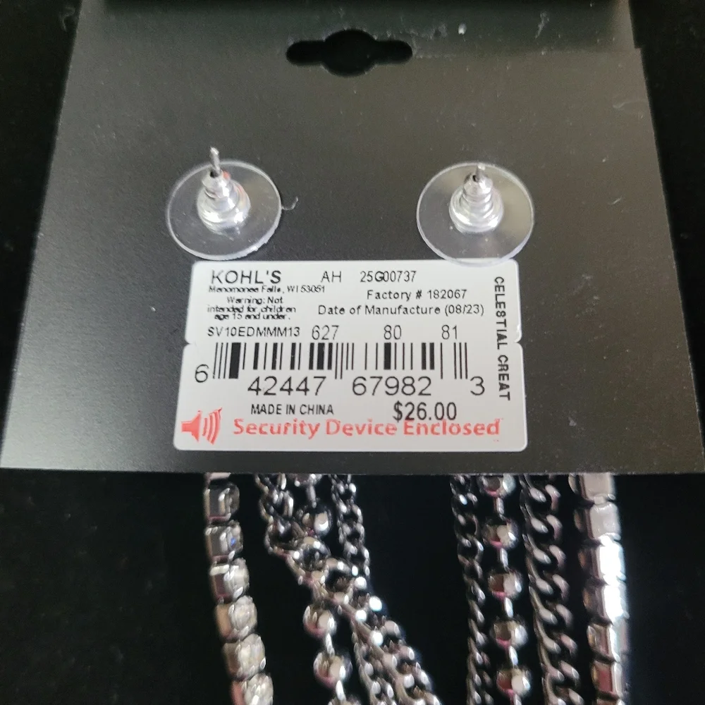 NWT Simply Vera Vera Wang Silvertone Drop Earrings - Picture 2 of 3